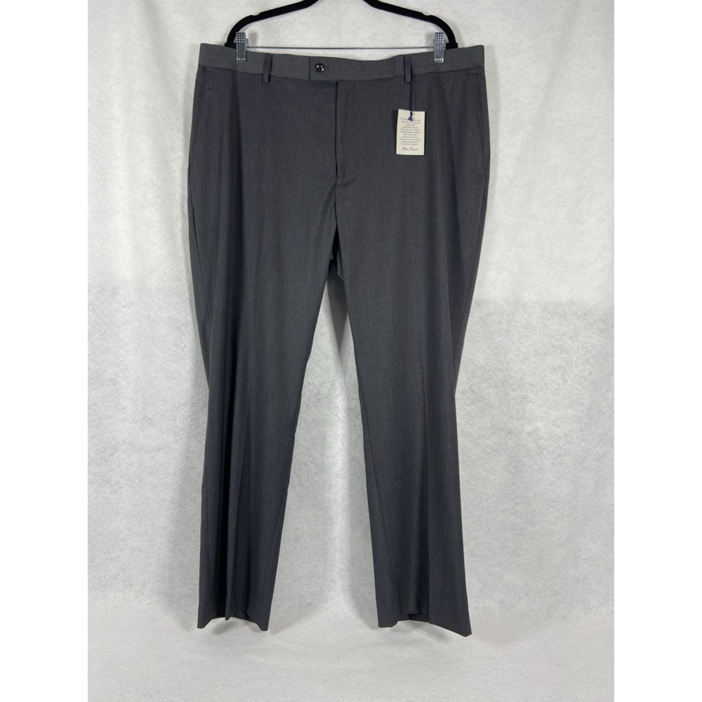 New Alan Flusser Dress Pants Men's 40x30 Light Gray Flat Front Office Formal